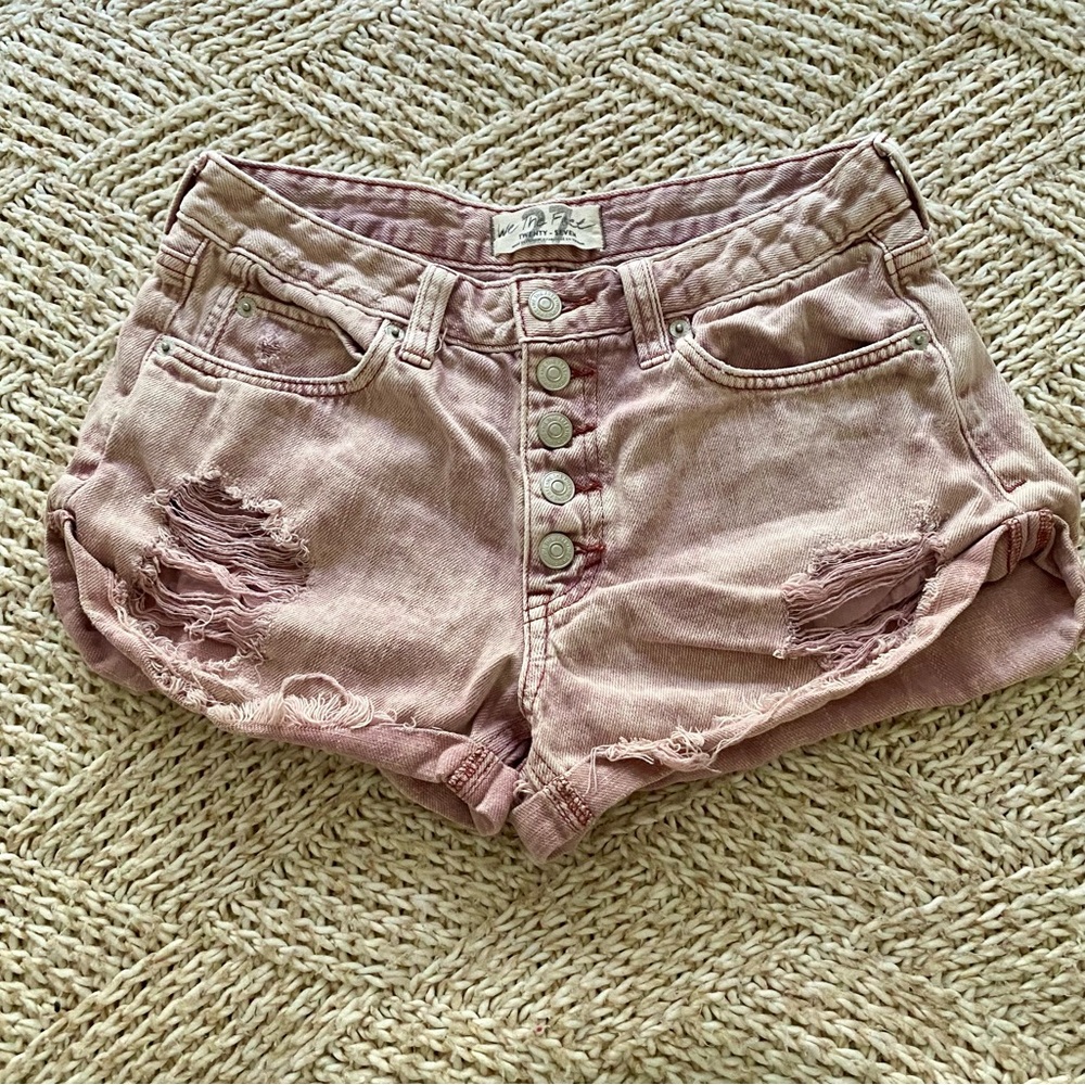 We The Free by Free People distressed button fly denim shorts